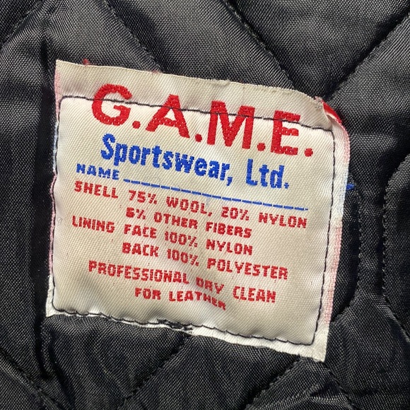 Mens Vintage Faux Leather Sleeve & Wool Embroidered Varsity Bomber Jacket - Picture 8 of 9